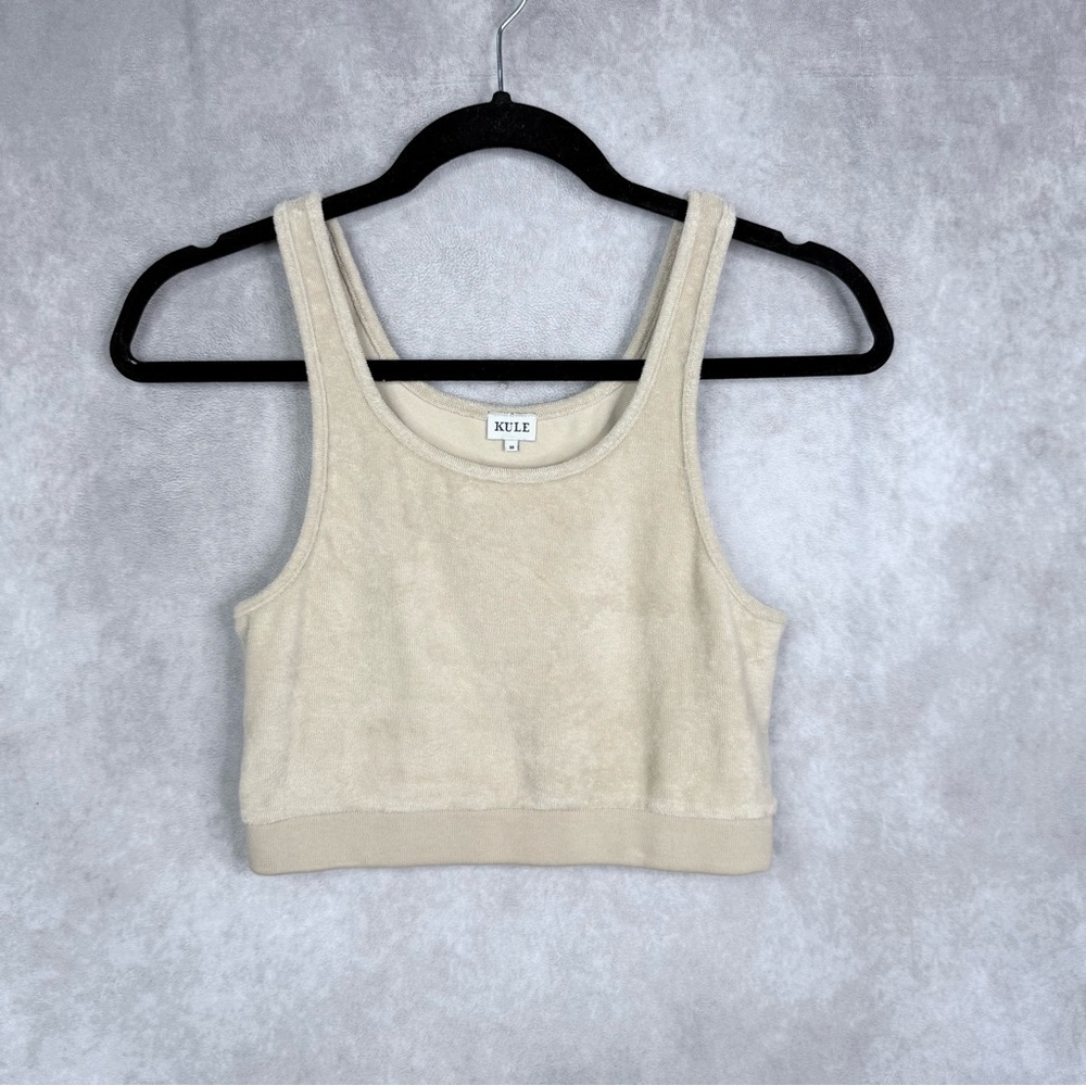 KULE The Zelda Crop Terry Velour Tank Top In Beige Women's Size M